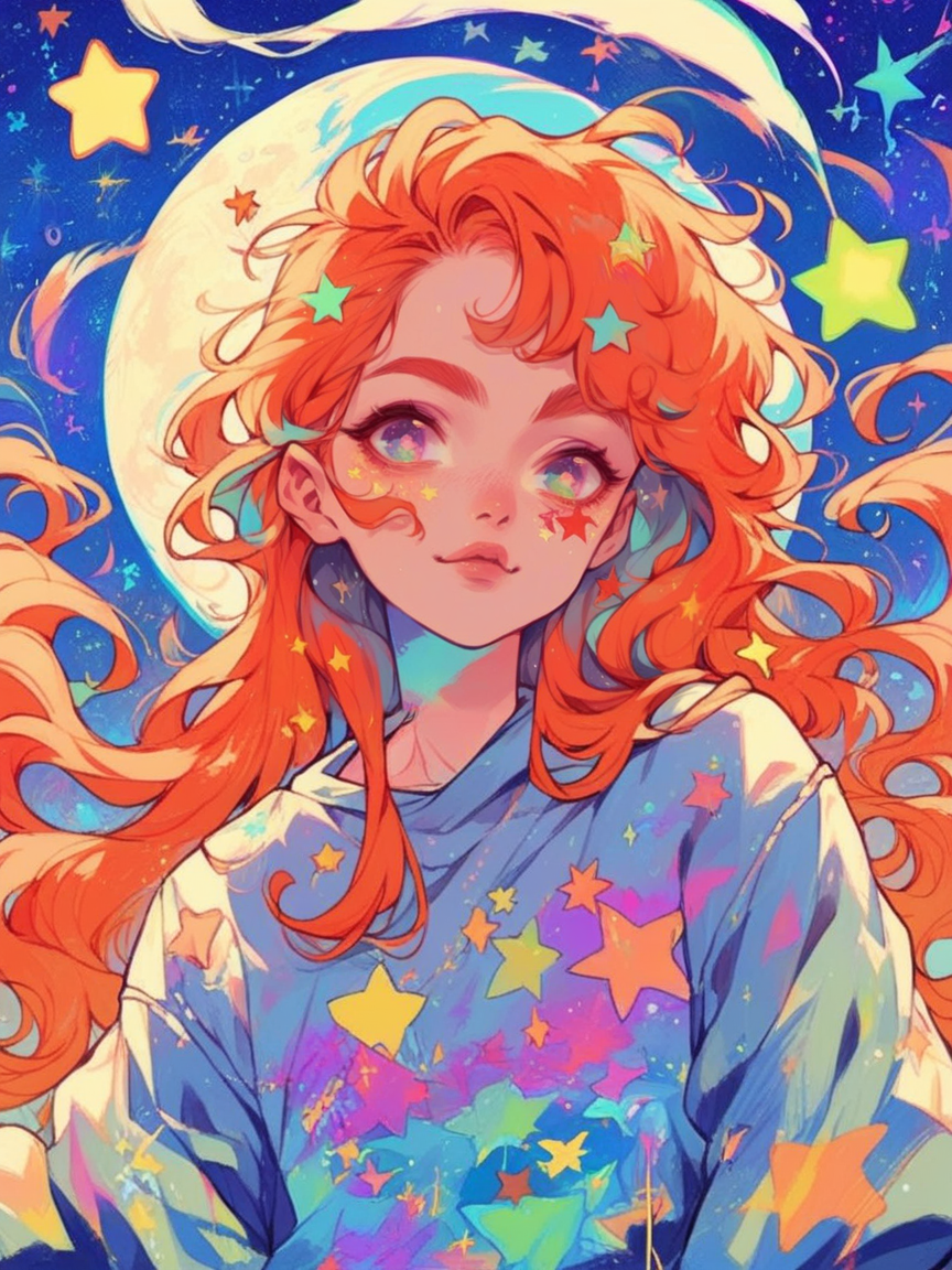 03856-3905003378-score_9, score_8_up, score_7_up, score_6_up,  mushg4l, 1girl, colourful, trippy, moon, stars, long hair, ginger hair _lora_mushg.png